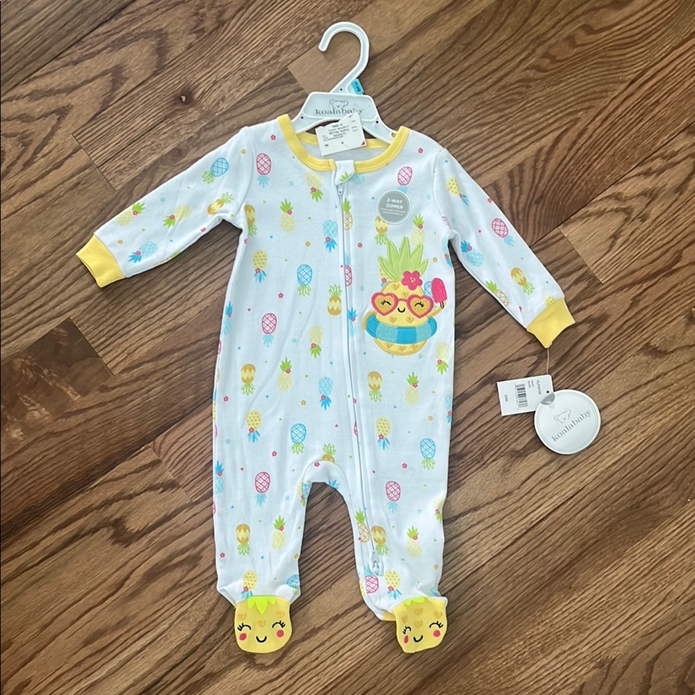 Koala Kids White and Yellow Footies One Piece